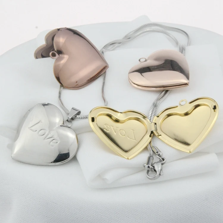 Trendy Heart Flower Locket Opens Pendant Necklace Jewelry Love Gift For Women Vintage Photo Frame Best Gift