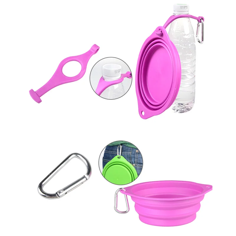 
Plastic Collapsible Folding Silicone Foldable Pet Bowl with Carabiner Clip 