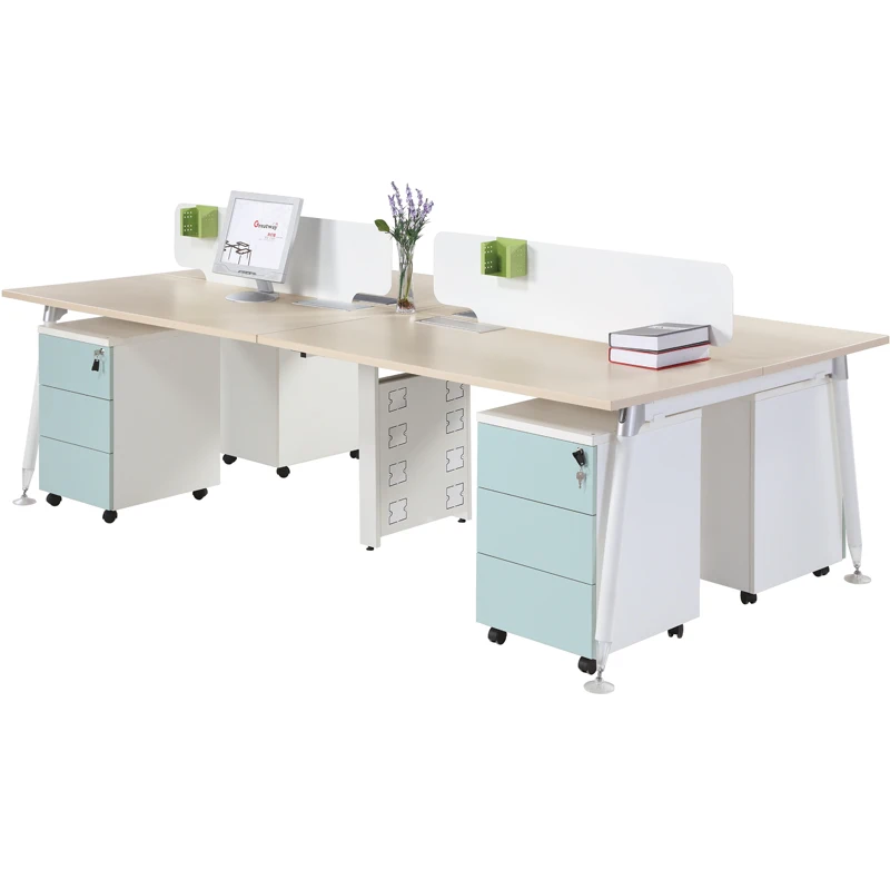 Customized Modern Wiring System Modular Furniture Office Workstation For 4 Person Office Table Manger Table Desk