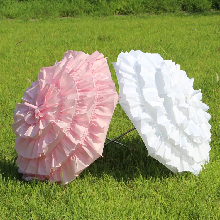 A0250 White Can Can Parasol Umbrella Baby Shower Party Decoration Frill Umbrella