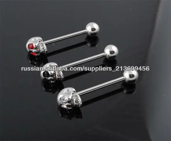 Пирсинг украшений 3D череп Язык штангой