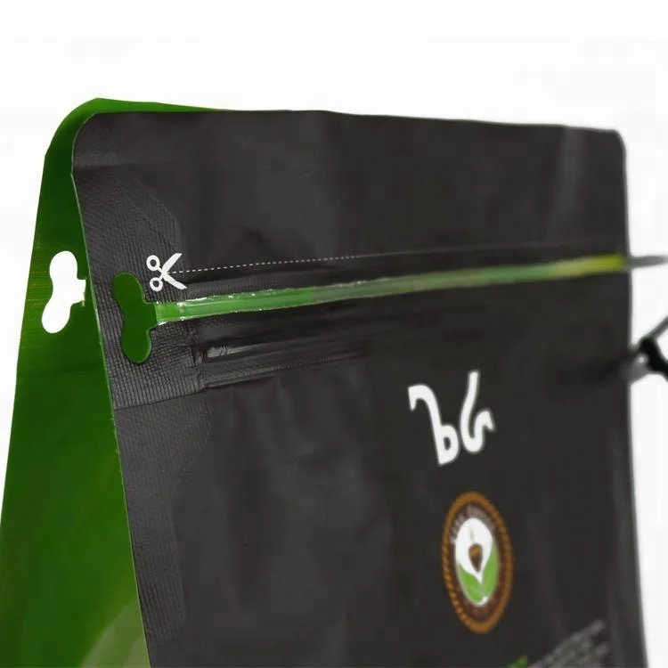 wholesale flat bottom coffee packaging bag custom printed coffee bean bag