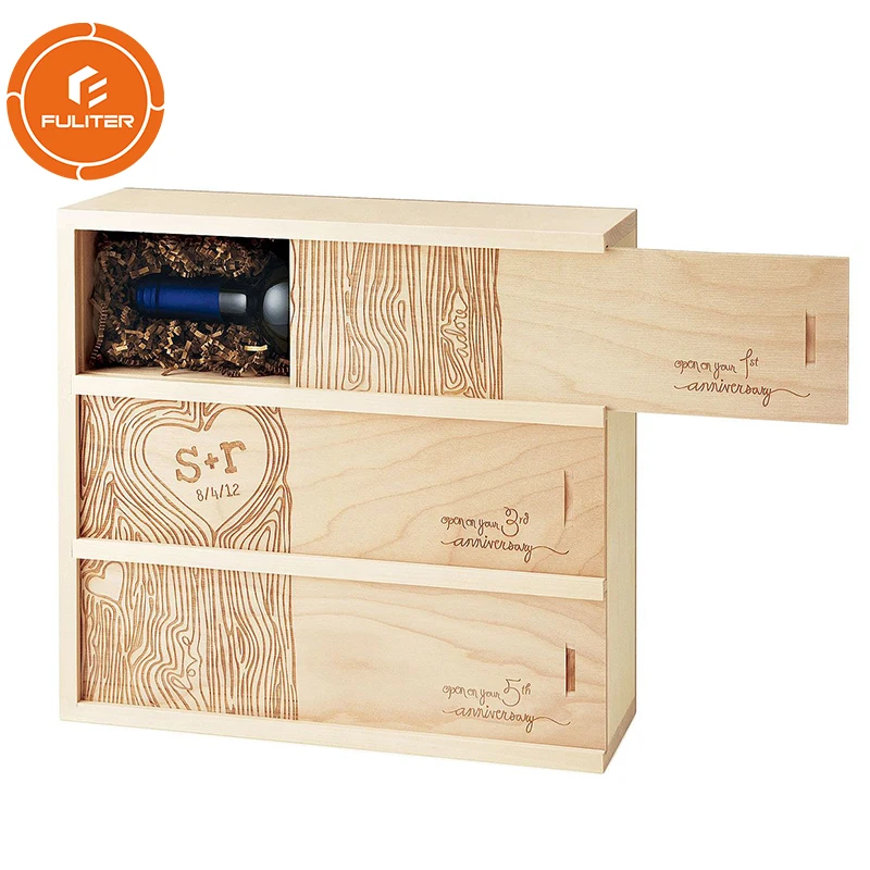 
Custom Primary Color Bottle Shipping Bamboo Wine Wooden Box 
