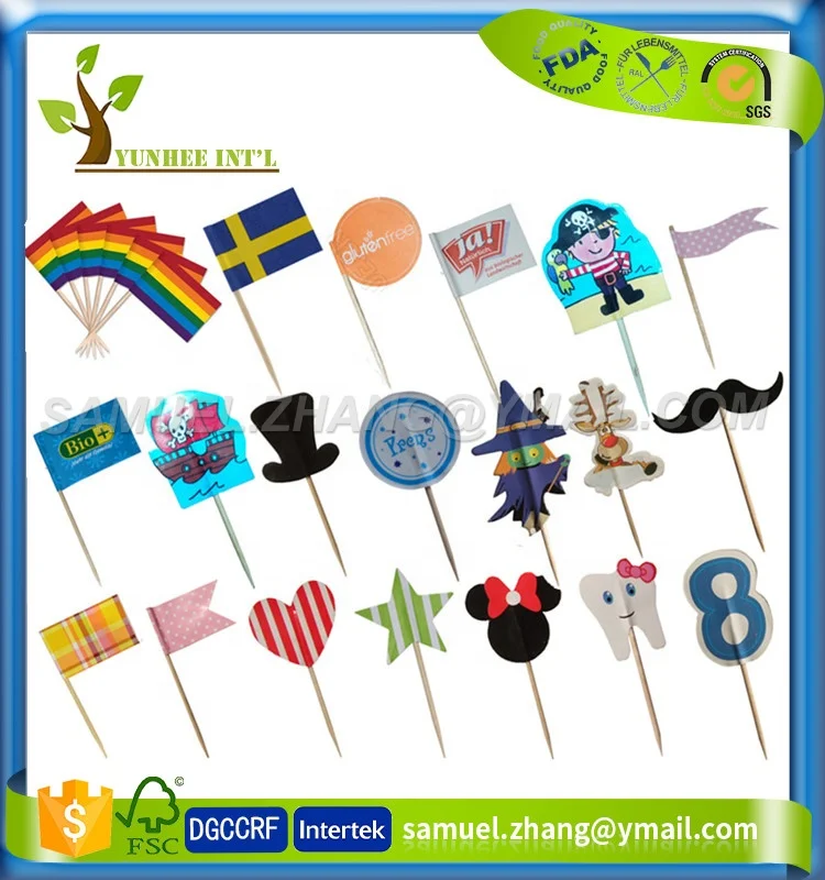 
F-D-A LFGB DGCCRF Approved Country Decorative Paper Flag Pick Flag Decoration 