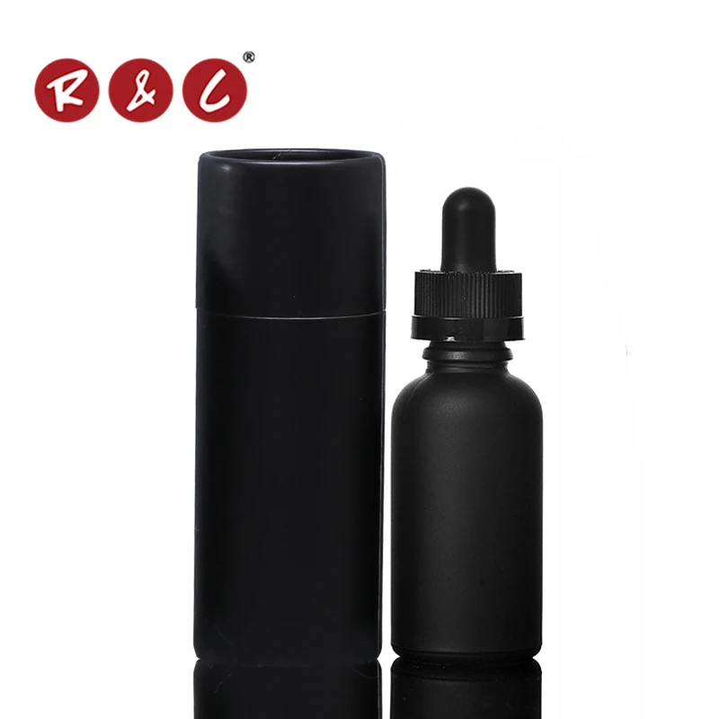 matte black glass dropper pipette 30ml bottle with cardboard tubes
