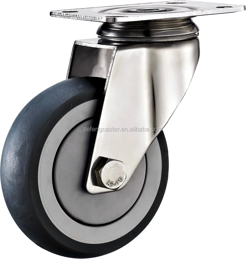 100*32mm Top plate Stainless Steel  TPR caster Swivel wheels