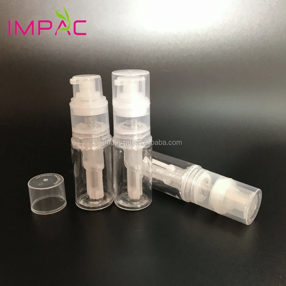 Small cute PET plastic clear 14ml glitter powder pump bottle with sprayer