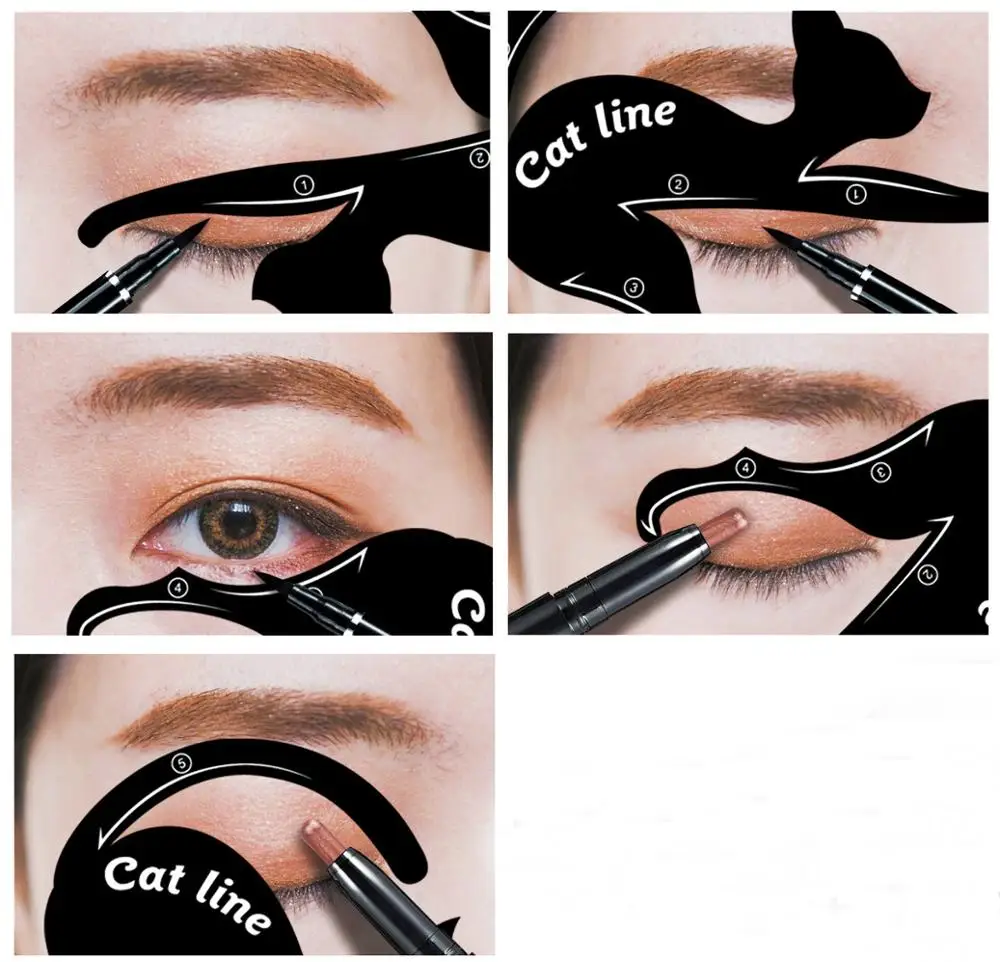 
Makeup Tool Drawing Eyeliner & Eyeshadow Stencils Cartoon Eyeliner Reusable Model Black Cat Liner 