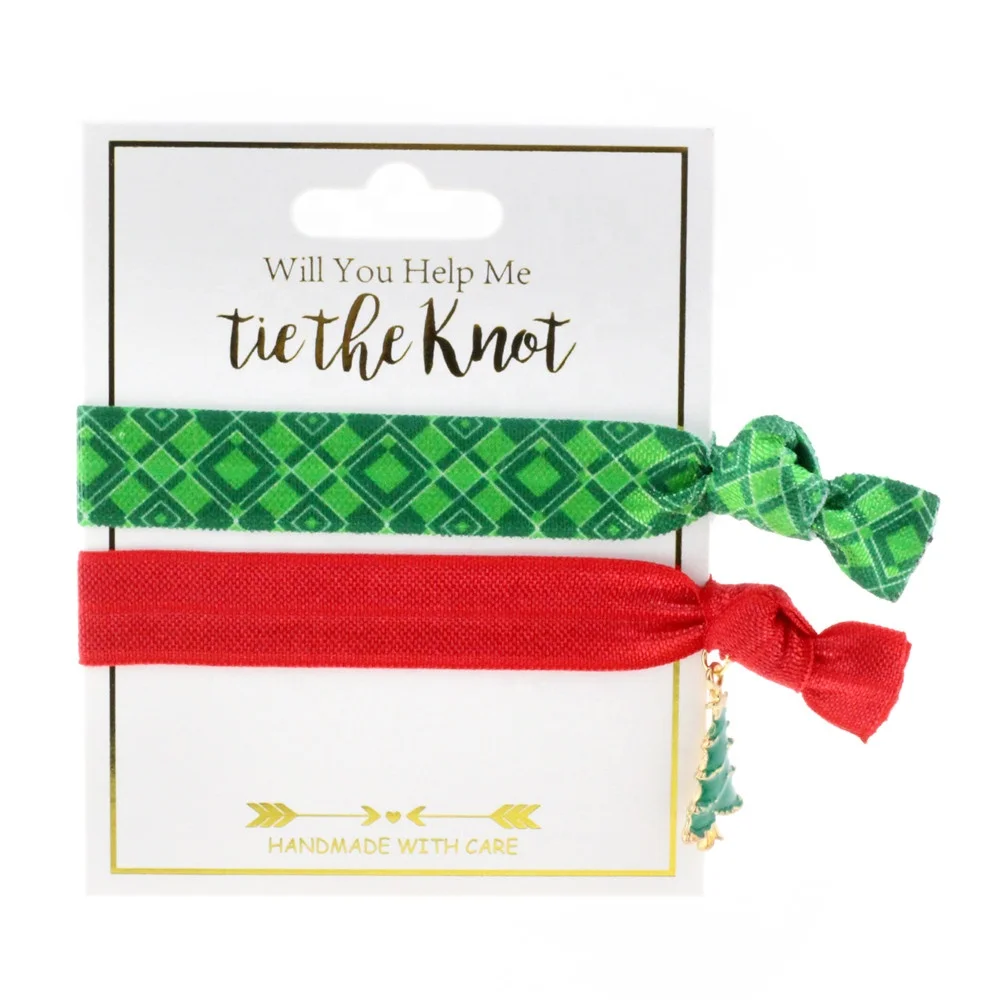 Wholesale Eco Friendly Baby Girls Kids Children Polyester Ribbon Custom Logo Gold Printed Elastic Knot Hair Tie