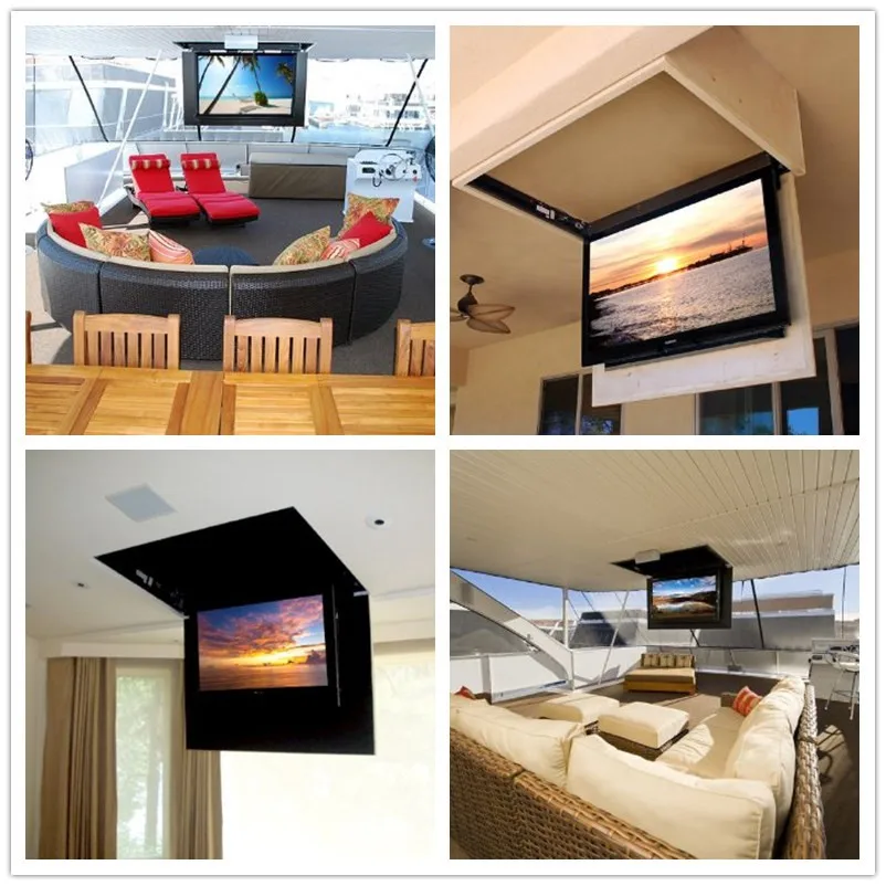 Built-Down In-Home motorized remote control flip-down ceiling tv lift 42 50 55 inch