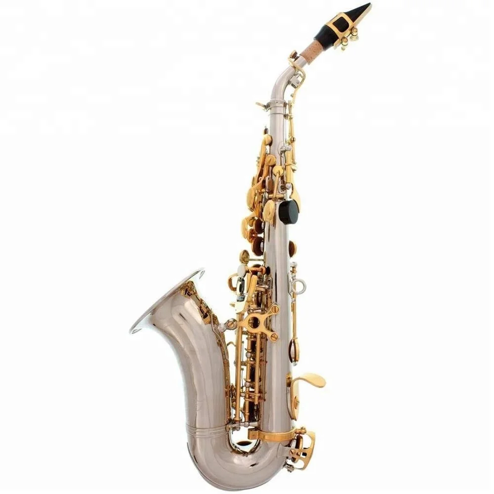 
Nickel Silver Body and Gold Keys Bb Saxophone Soprano 