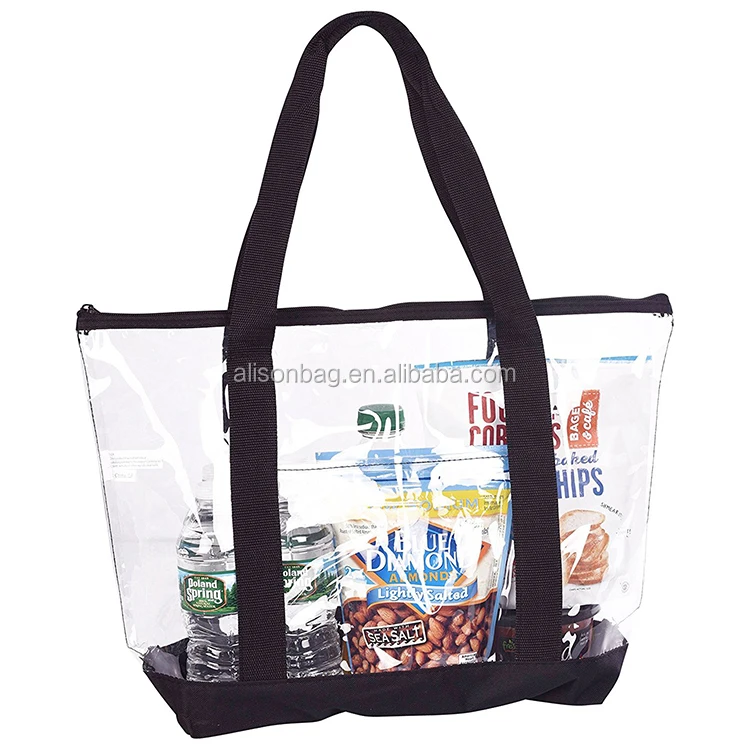 2020 Fashion Promotional Logo Printed Summer PVC  Beach Bag Transparent Plastic Beach Clear pvc Tote Bag