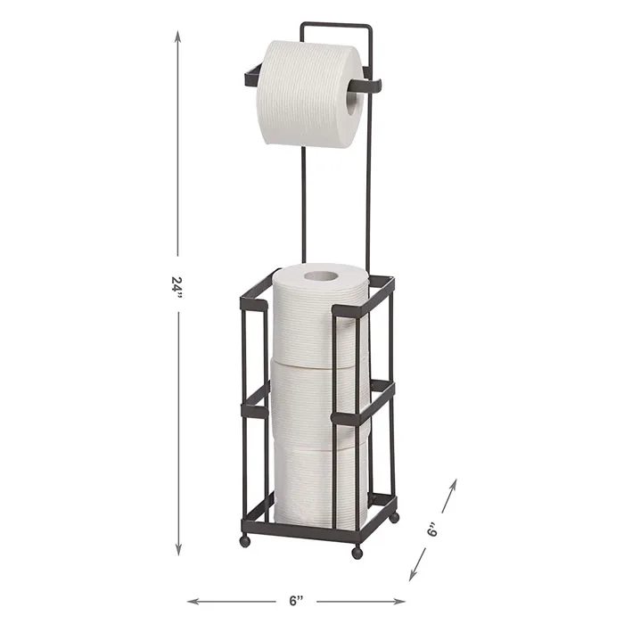 Freestanding Toilet Paper Roll Holder Metal Toilet Paper Roll Holder with Shelf OEM ODM Toilet Paper Holder