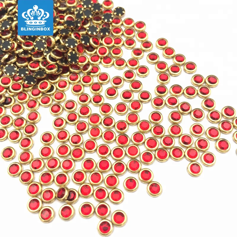 Wholesale various color hotfix rim rhinestone gold metal ring for garment accessories