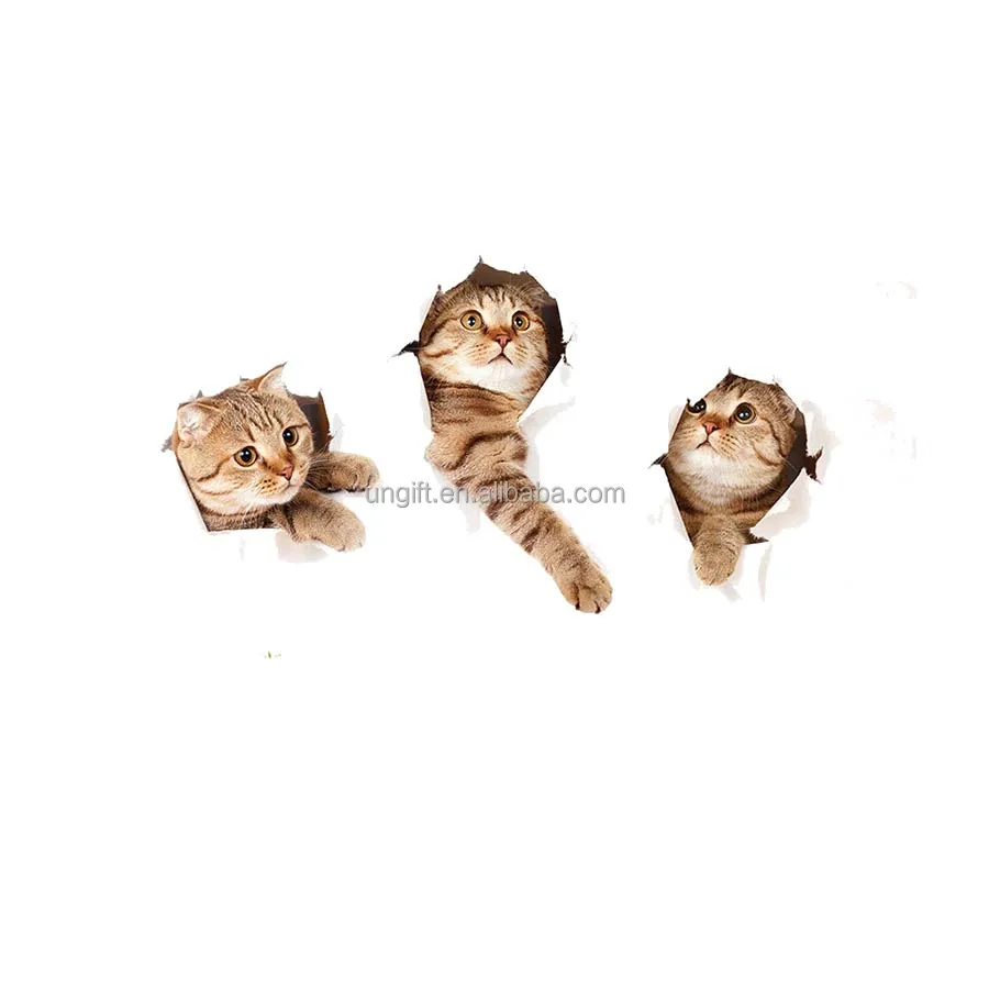 Детские наклейки с милым котом, домашний декор, настенные наклейки
