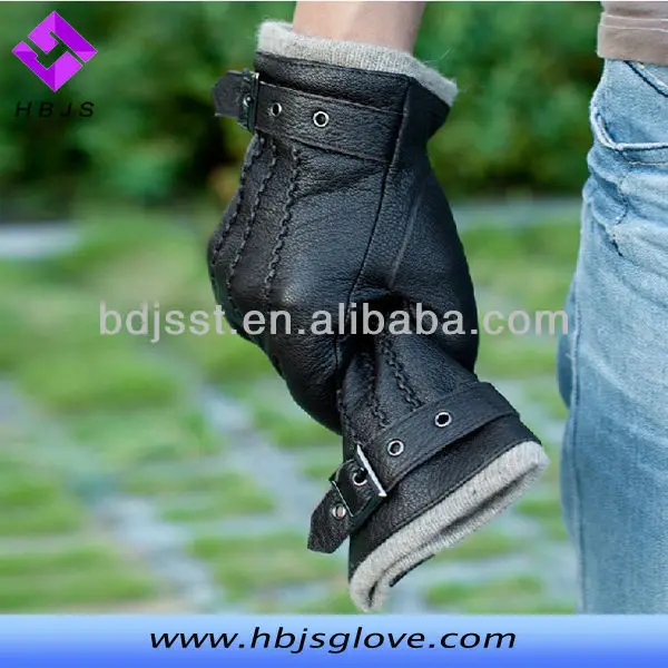 fashion design men black leather gloves in high quality