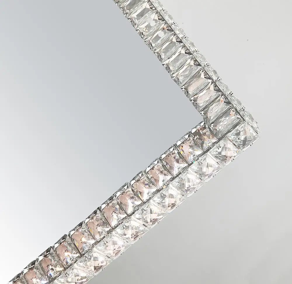 2021 Hot Sale Rectangle Shape Desktop LED Chrome Crystal Standing Mirror For Makeup Using