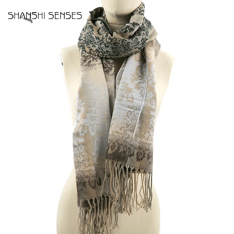 Ladies Acrylic Tapestry Jacquard Blanket Scarf Pashmina