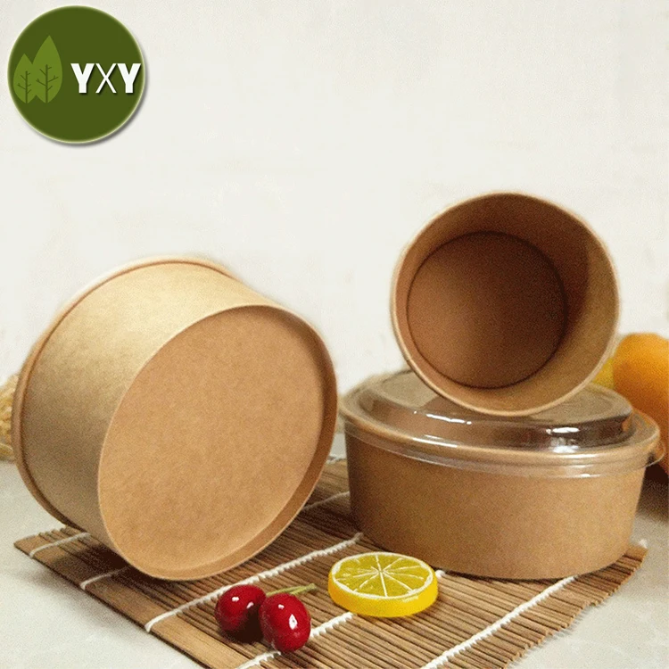 
High Quality Kraft PLA Paper Salad Bowl Disposable Biodegradable with Pla Lid 