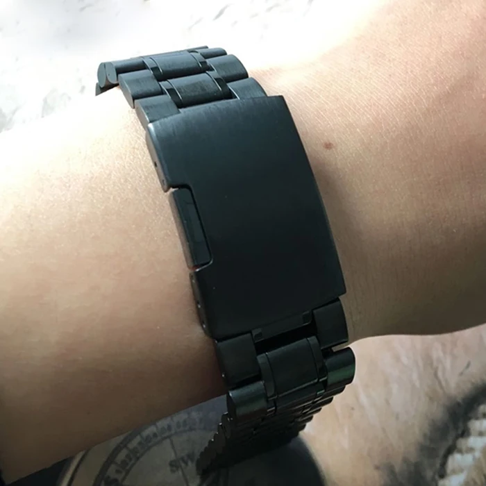 Лидер продаж, черный матовый Твердый металлический ремешок для часов, 20 мм 22 мм