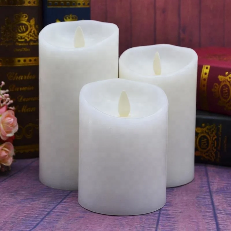 smokeless real wax Artificial Candle LED Ivory Flameless Candle Set with Gift Box