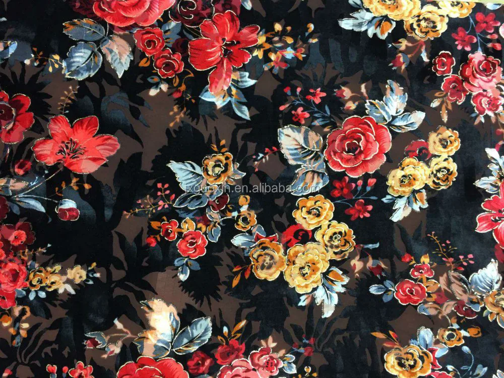 
New Design Burnout Silk Velvet Printed Fabrics in zhejiang 