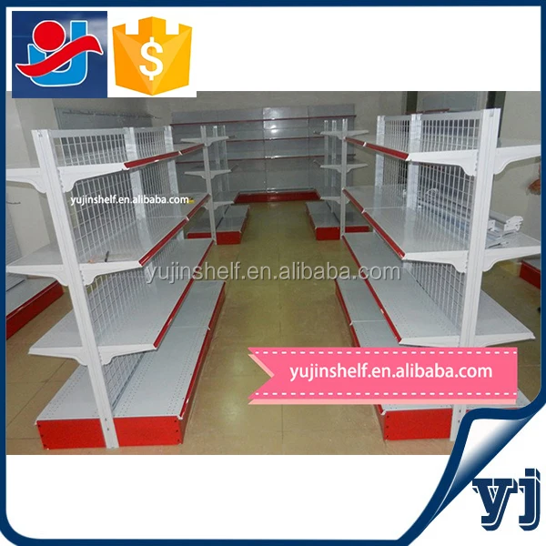 Double sided light duty rear panel supermarket shelf/supermarket shelving /supermarket shelving for sale