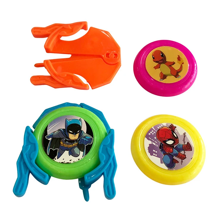 New Small Plastic Novelty Cartoon Figure Printed Ejection Flying Disc Capsule Toys for Vending Machine