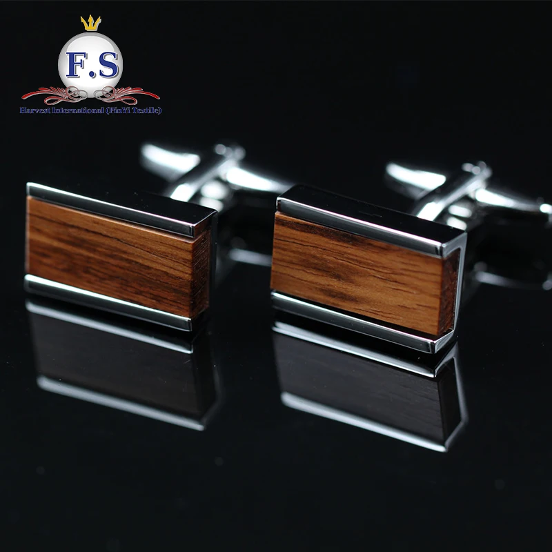 
Hot selling mens metal cufflink wood cufflinks 