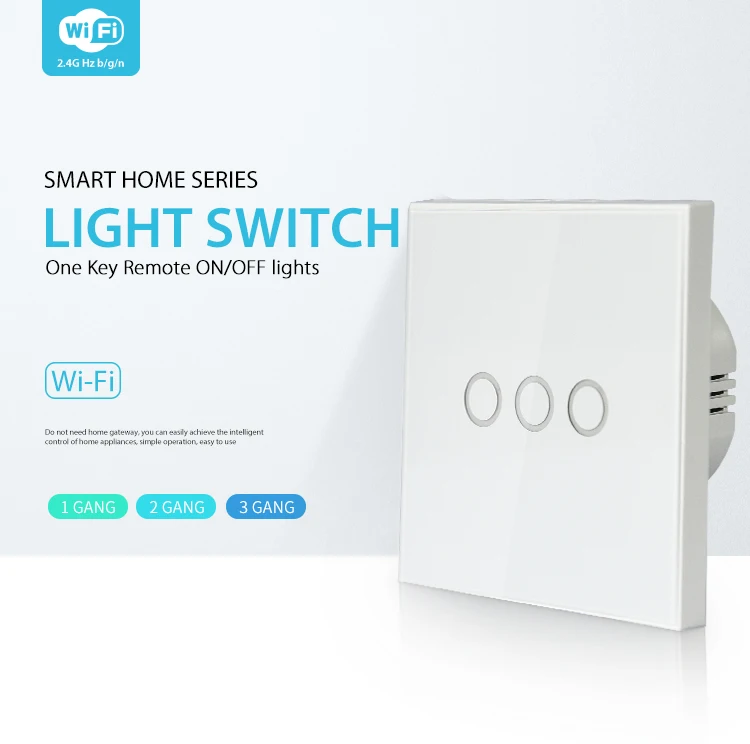 3 gangs wifi smart touch screen wall switch on-off  by tuya APP