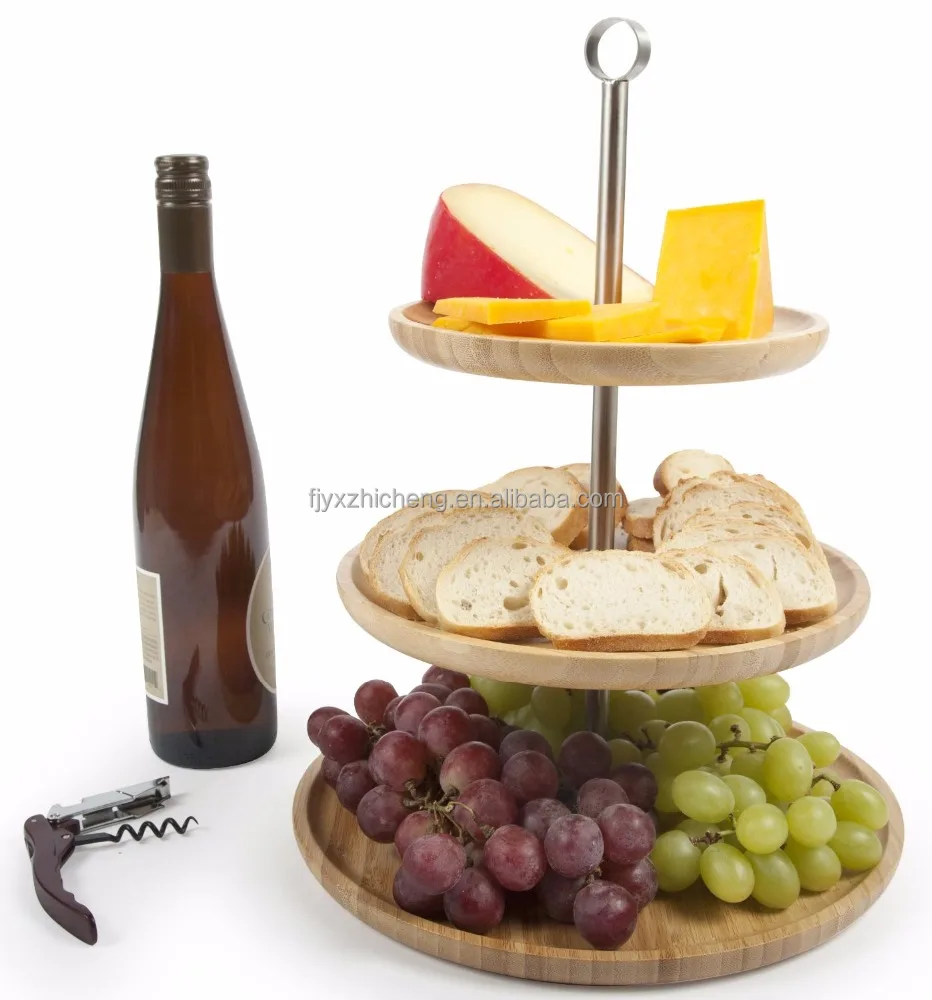 Totally Bamboo 3 Tier Serving Tray for Cake Appetizer Dessert Buffet Display Stand Table