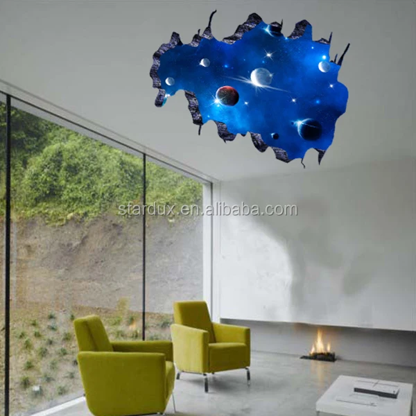 3D Astronaut in Outer Space Galaxy Meteorites Wall Decal Sticker Kids Room Decoration