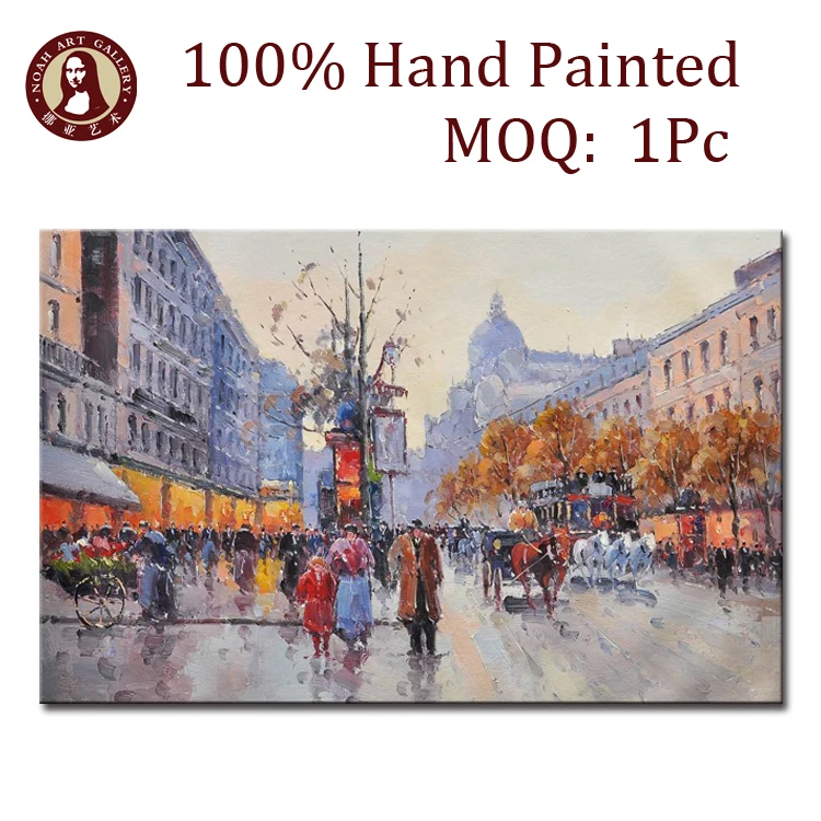 Hot Sale Handmade Impressional Paris Street Decor Palette Knife Paintings