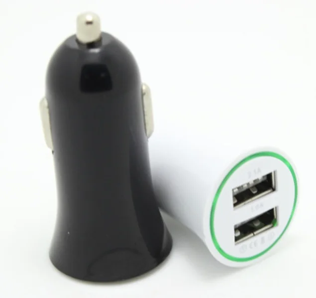 Small Horn Shape 5V 2.1A 2 Port Dual Two USB Car Charger Adapter