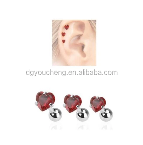 
Surgical Steel Piercing Tragus Stud Heart CZ 