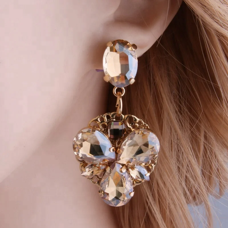 
NeeFu WoFu Drop Earrings Brand Crystal Earring Big Earring Large Long Glass Brinco Ear Oorbellen Christmas Gift 