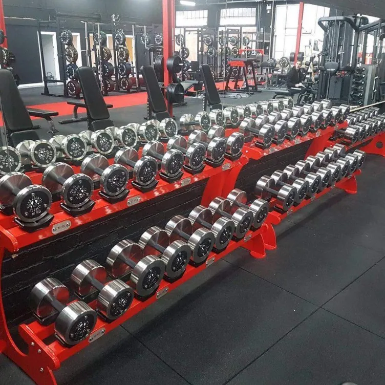 Wholesale New arrival fixed or rotating handles beautiful stainless polish chromed Dumbbells