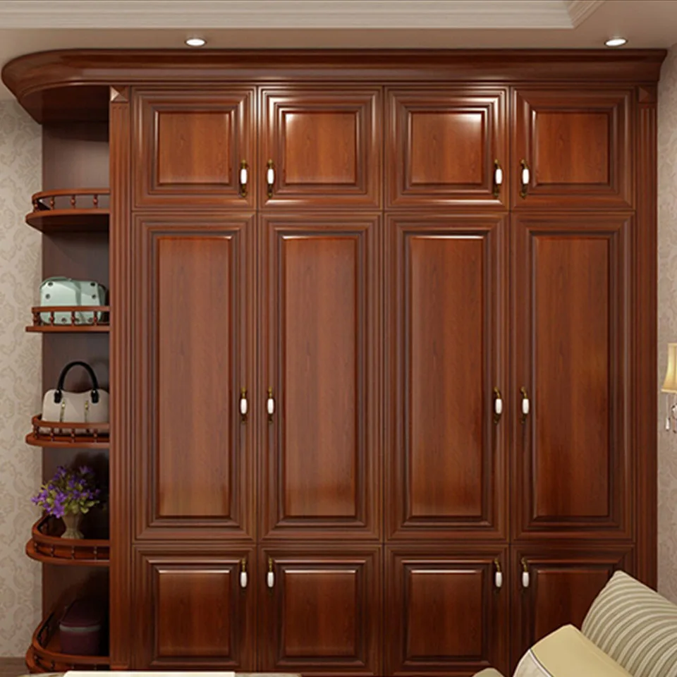 Большая роскошная деревянная витрина, мебель для винного шкафа