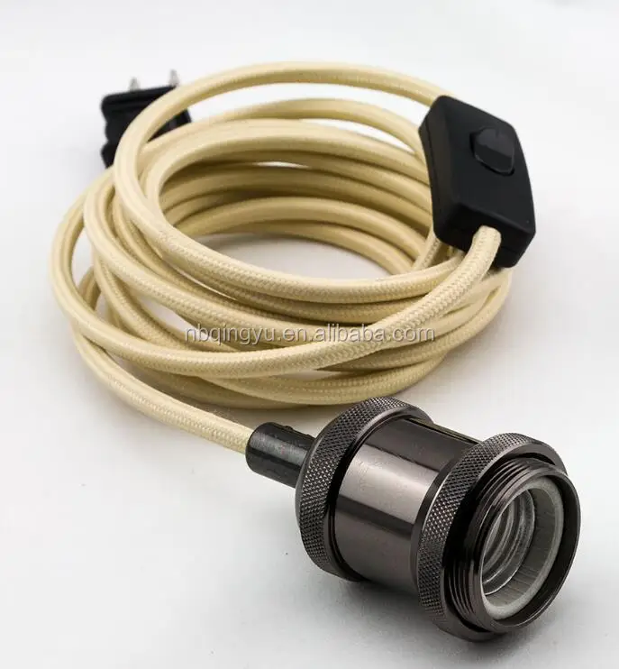 Vintage pearl black lamp cord with US plug pendant light cord kit