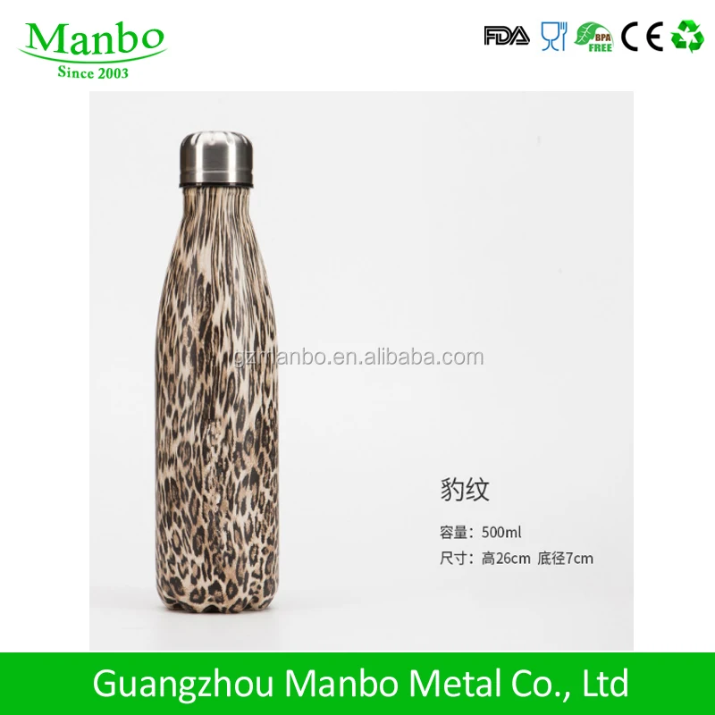17oz Outdoor Double Wall Stainless Steel Vacuum Insulated Thermo Flask Wood Grain Water Bottle