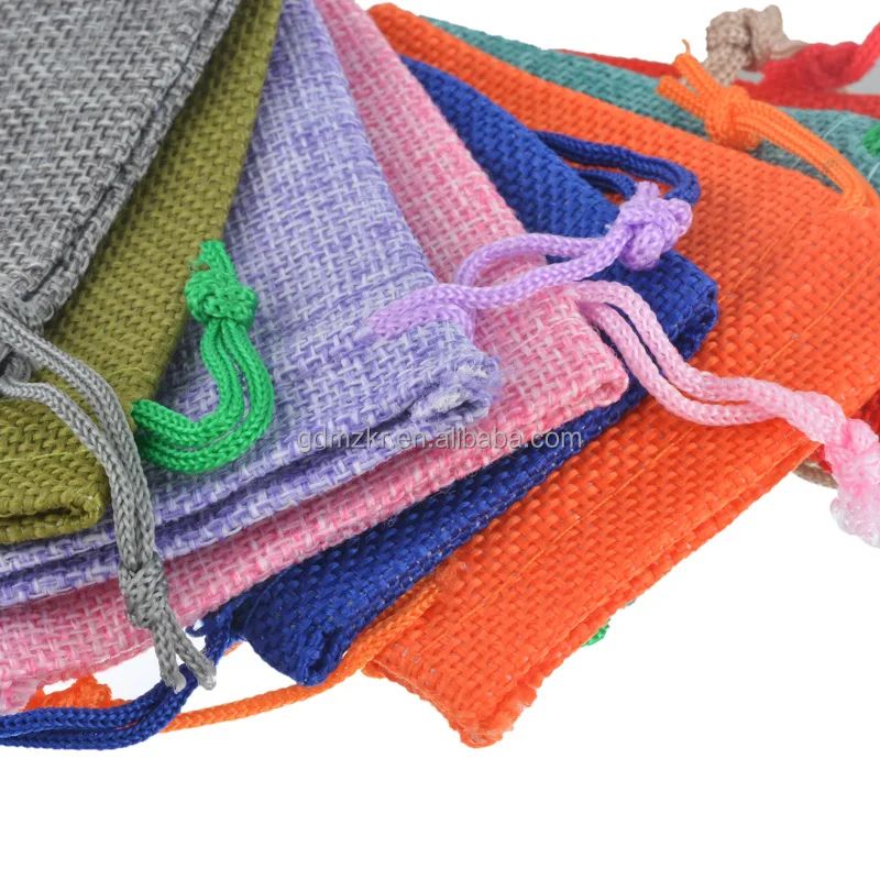 wholesale custom cheap gift packaging hemp fabric drawstring bag for shopping