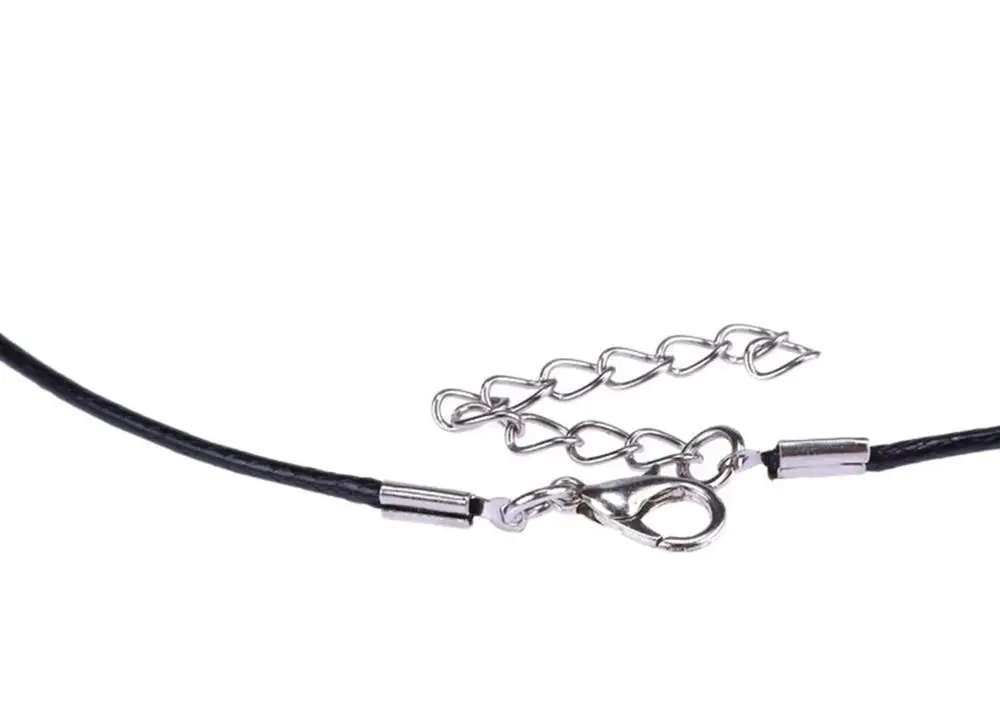 Плетеный восковой шнур из искусственной кожи, Черная веревка, ожерелья, цепочка с застежкой-карабином