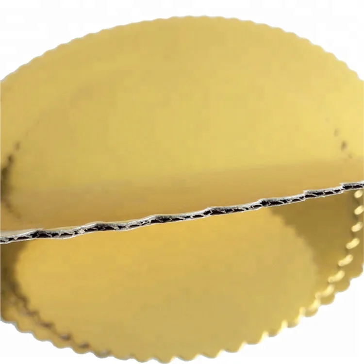 Hot Sale Scalloped Gold Round 2mm Corrugated Stand Cake Boards Cup Cake Tray