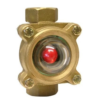 1 Inch Brass Flow Indicator Sight Glass-Domed Glass-Moplen Ball