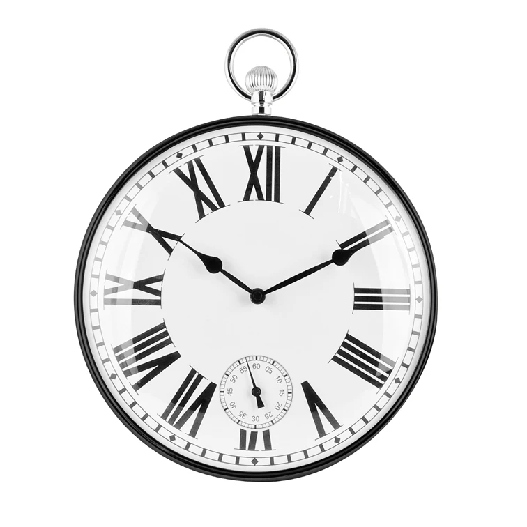 
Hot Selling Two Clock Mechanism Silver Color Plastic Wall Clock with Handle 