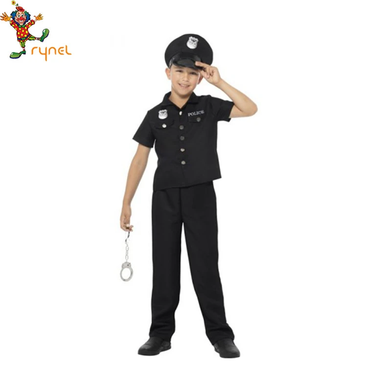 PGCC4354 Hot Selling Policemen Clothes Cops Costumes Kids Halloween Cosplay Costumes
