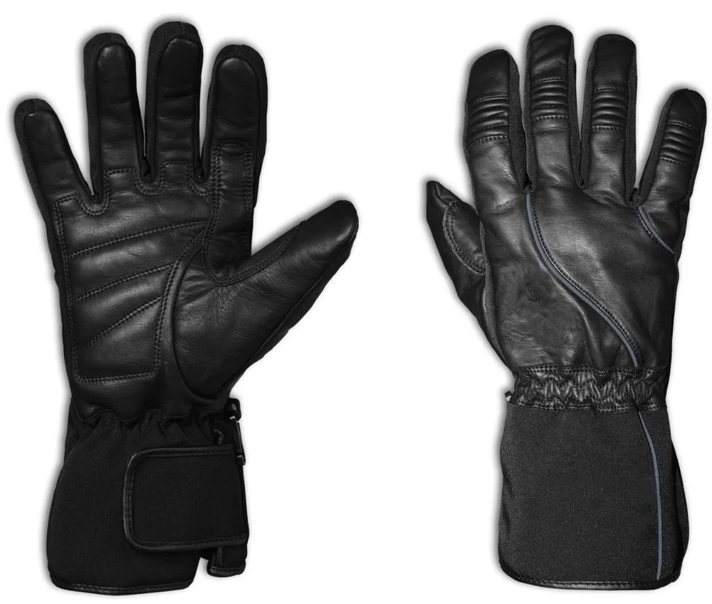 Black Goatskin Leather Motorcycle Gloves