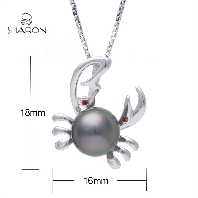 Animal Series Freshwater Pearl Pendant Cute Crab Sterling Silver Cultured Pearl Necklace Price