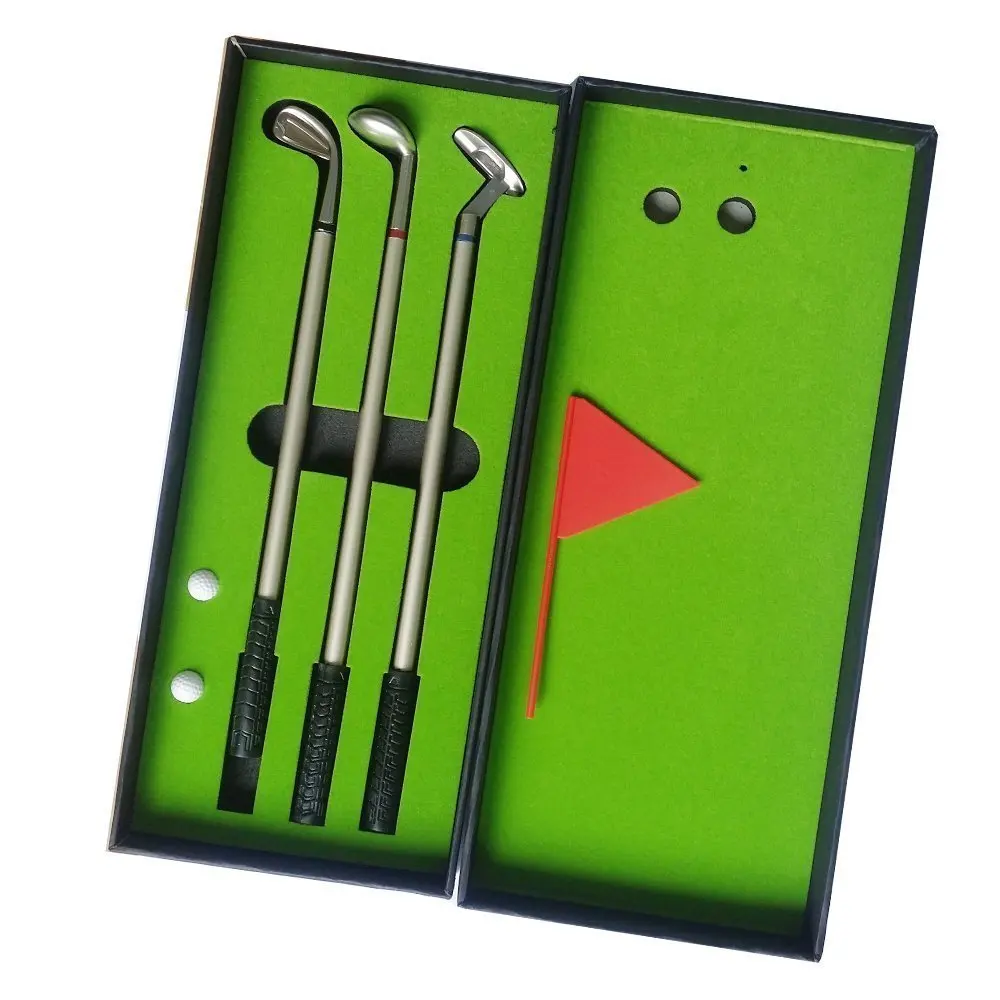 Golf Gift Set,Desktop GOLF PEN Set Including Putting Green, 3 Golf Club Pens & Balls