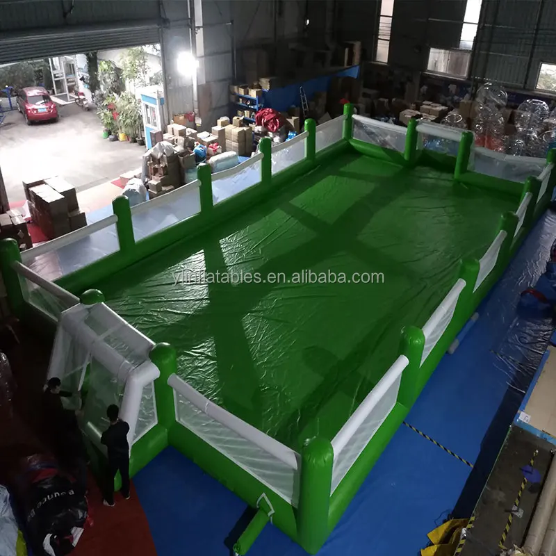 Зеленое и белое Надувное водное футбольное поле/воздушное пузырьковое поле